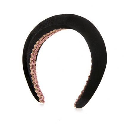 Cerchietto Per Capelli Bombato Nero, Fascia Spessa 4 Cm In Tessuto Morbido Imbottito - Per Donne