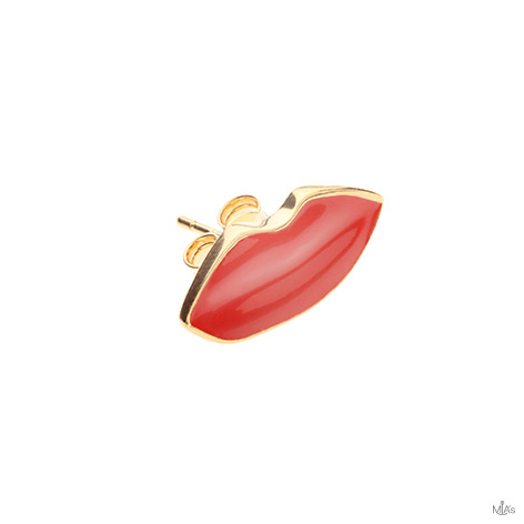 orecchino oro bocca rossa