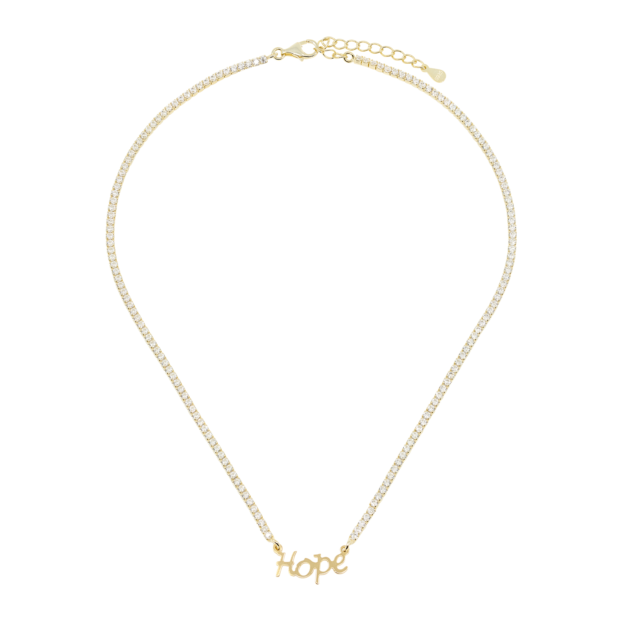 HOPE Tennis Necklace with White Crystals - MIA's Italy